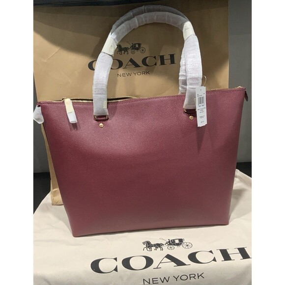 COACH Black Cherry Leather Gallery Shoulder Tote - Picture 2 of 4